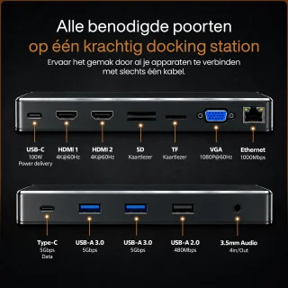 A-KONIC Corporate Dock USB-C dockingstation voor laptop