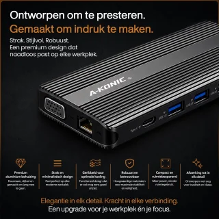 A-KONIC Corporate Dock USB-C dockingstation voor laptop