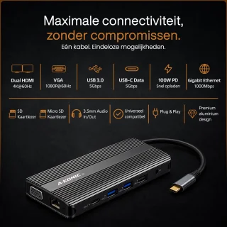 A-KONIC Corporate Dock USB-C dockingstation voor laptop