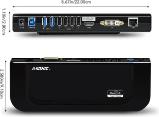 A-KONIC USB 3.0 Laptop Docking Station Dual Display Zwart