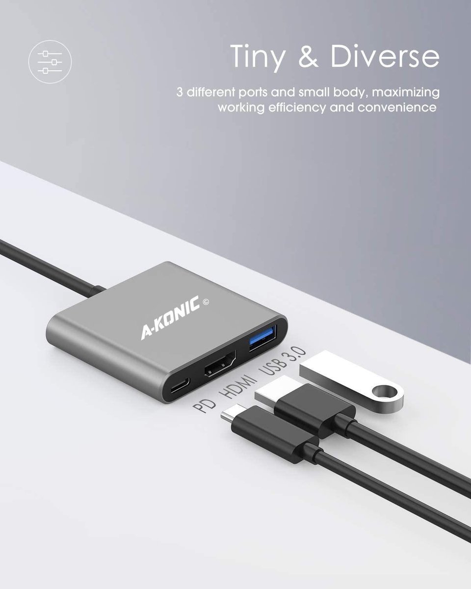 A-KONIC USB C 3-in-1 Docking Station Spacegrijs