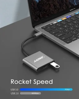 A-KONIC USB C 3-in-1 Docking Station Spacegrijs