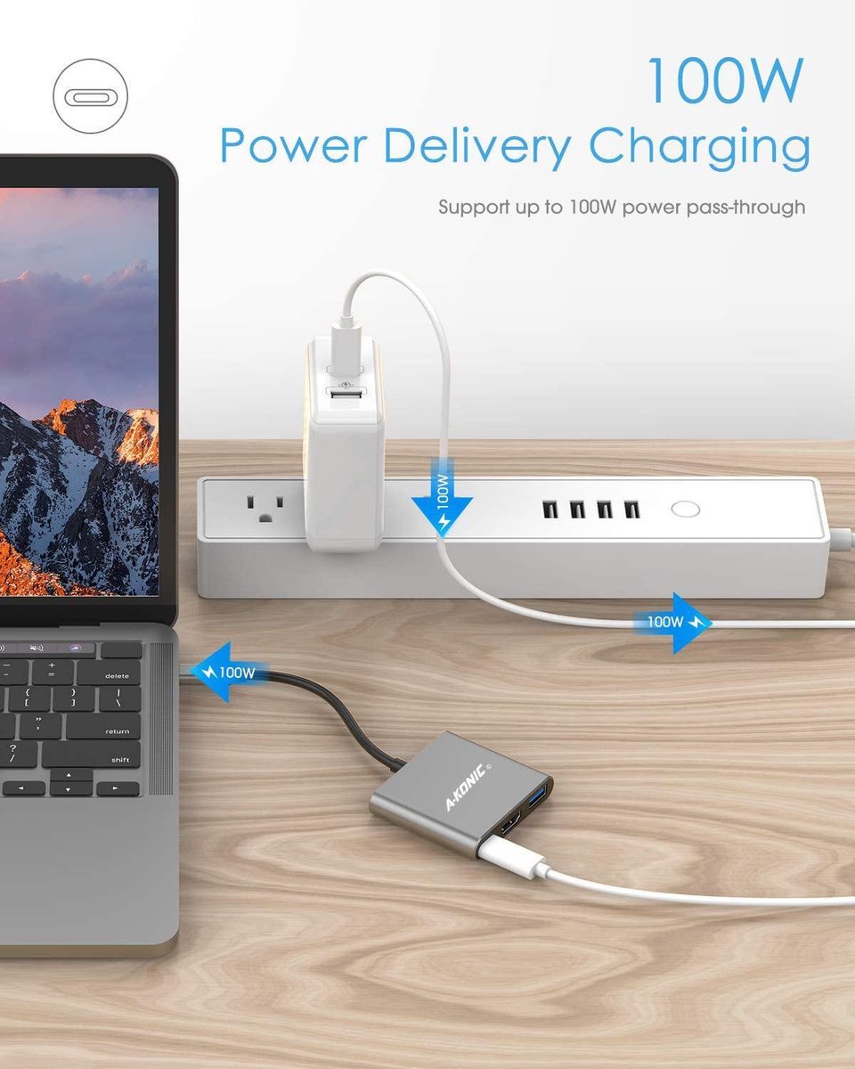 A-KONIC USB C 3-in-1 Docking Station Spacegrijs
