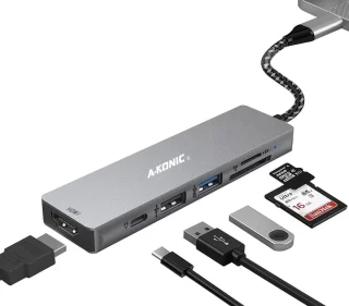 A-KONIC USB C Docking Station 6-in-1 Space Grey