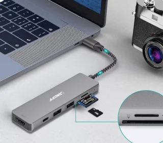 A-KONIC USB C Docking Station 6-in-1 Space Grey