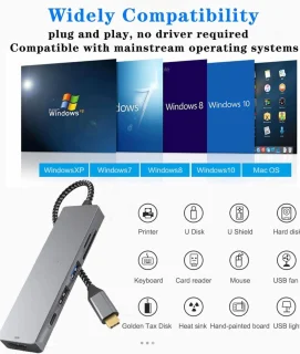 A-KONIC USB C Docking Station 6-in-1 Space Grey