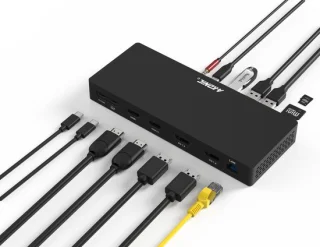 A-Konic USB-C laptop docking station met Dual 4K display hdmi en displayport, geschikt voor iOS