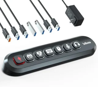 Aangedreven 7-poorts USB-hub Zwart