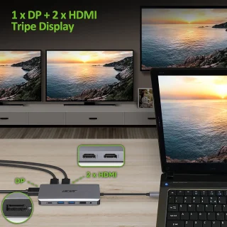 Acer 12-in-1 USB-C Laptop-Dockingstation Aluminium