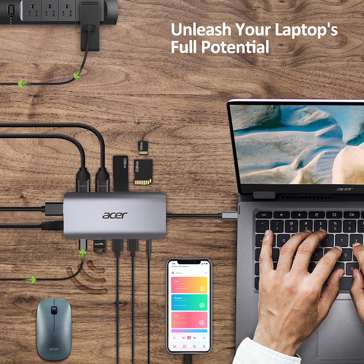 Acer 12-in-1 USB-C Laptop-Dockingstation Aluminium
