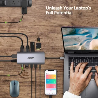 Acer 12-in-1 USB-C Laptop-Dockingstation Aluminium