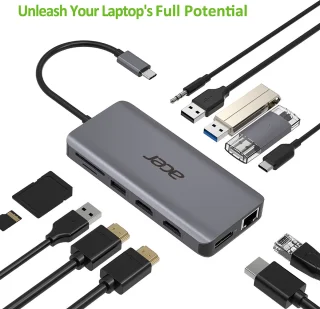 Acer 12-in-1 USB-C Laptop-Dockingstation Aluminium