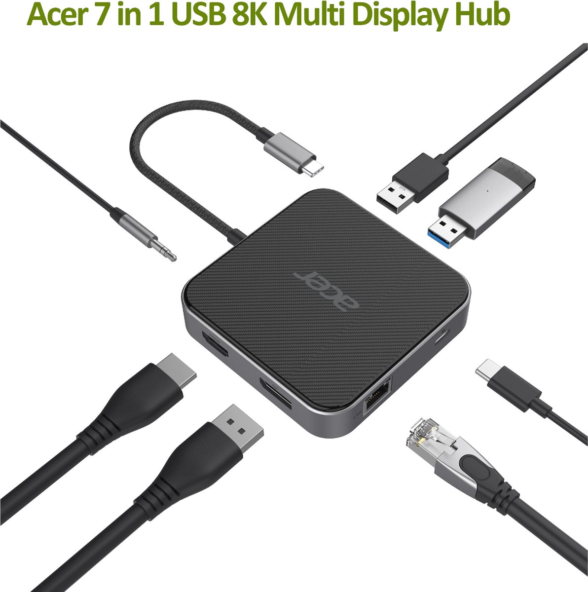 De Acer USB4 7-in-1 Dongle Bedraad Zwart Zilver in één oogopslag
