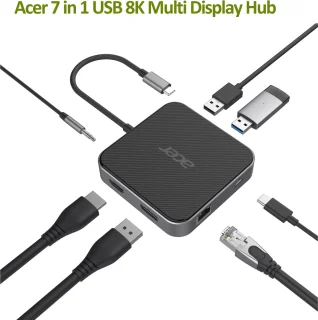 Acer USB4 7-in-1 Dongle Bedraad Zwart Zilver