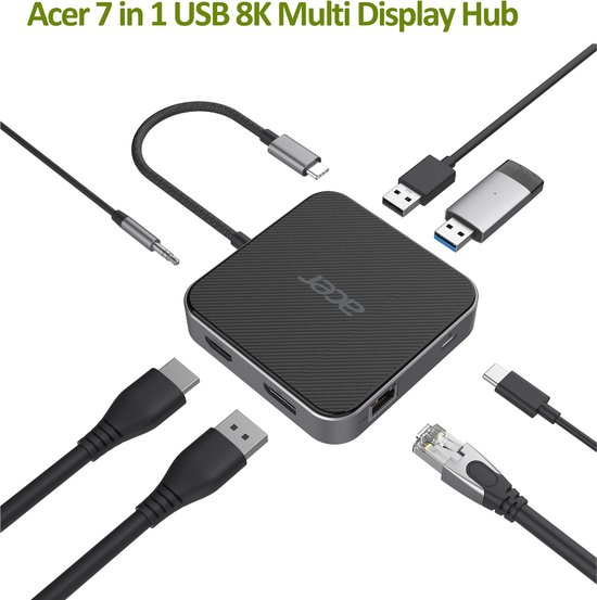 Acer USB4 7-in-1 Dongle Bedraad Zwart Zilver review