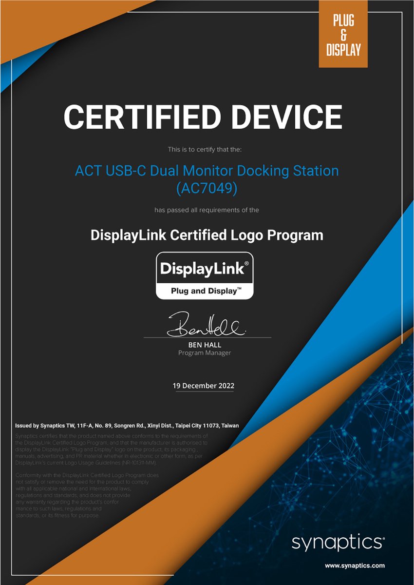 ACT AC7049 Laptop Docking Station USB-C Zwart