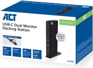 ACT AC7049 Laptop Docking Station USB-C Zwart