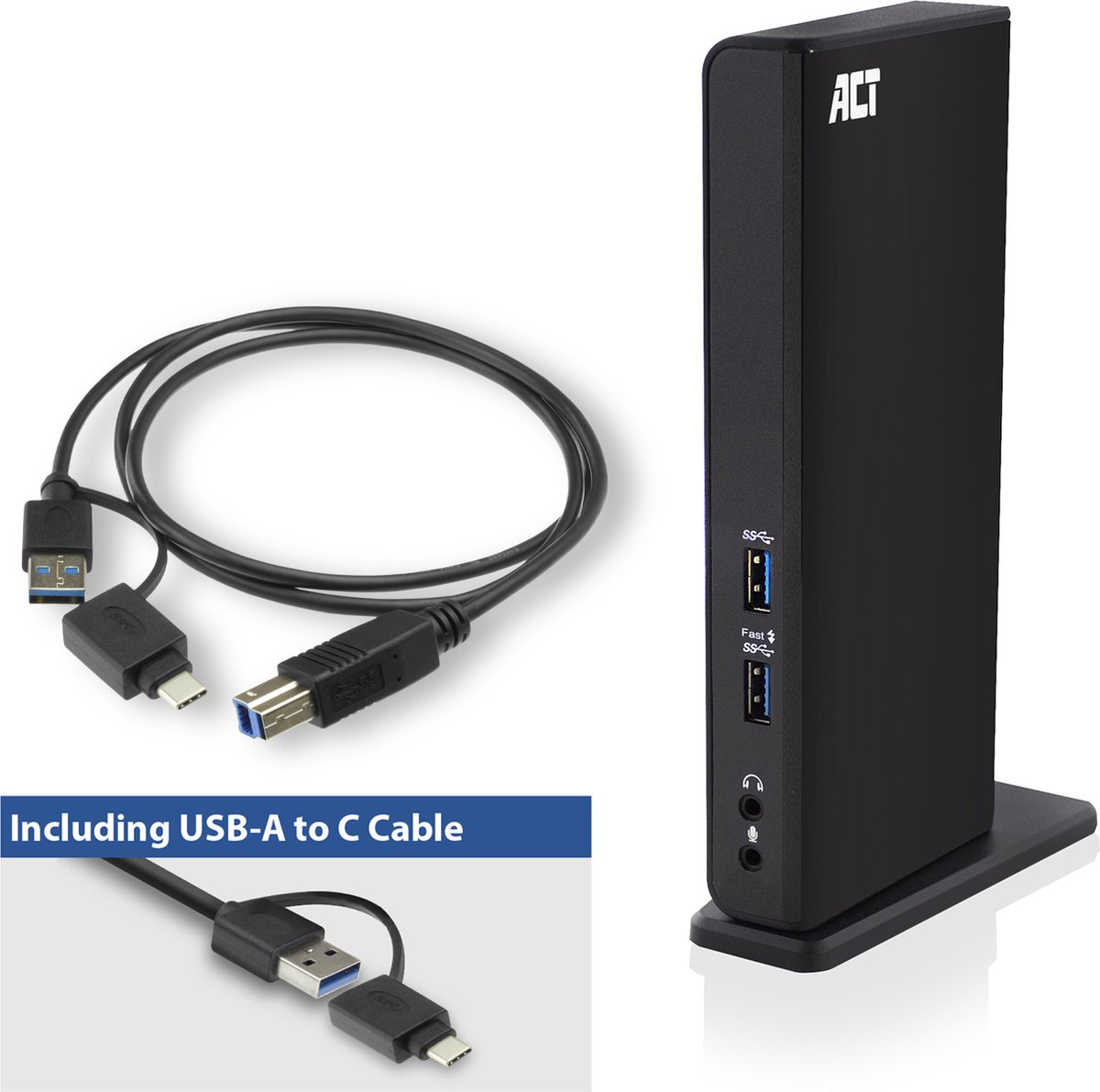 ACT AC7049 Laptop Docking Station USB-C Zwart
