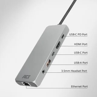 ACT AC7095 USB-C dockingstation met HDMI, Ethernet en USB-A/C poorten
