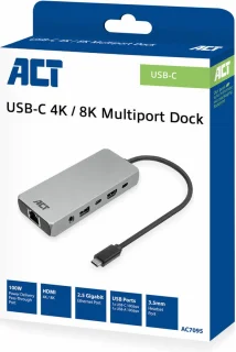 ACT AC7095 USB-C dockingstation met HDMI, Ethernet en USB-A/C poorten
