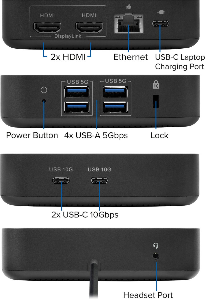 ACT AC7150 USB-C Docking Station 4K Dual HDMI DisplayLink