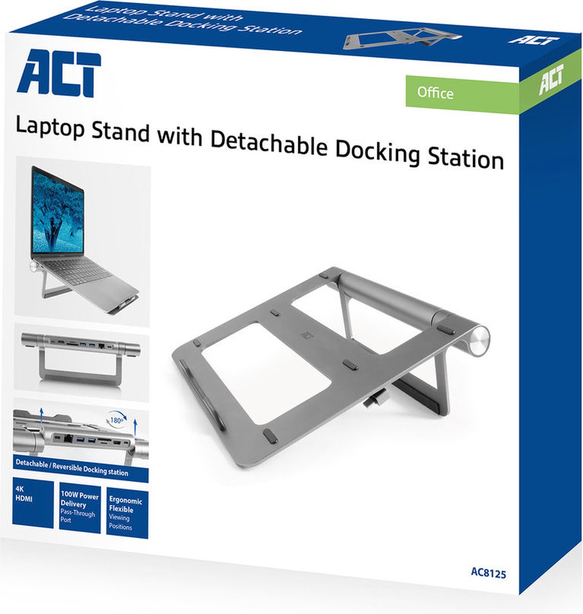 ACT AC8125 Notebookstandaard 15.6 Grijs