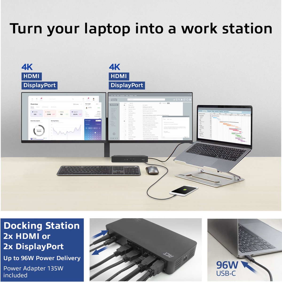 ACT DisplayLink AC7160 USB-C Docking Station 4K