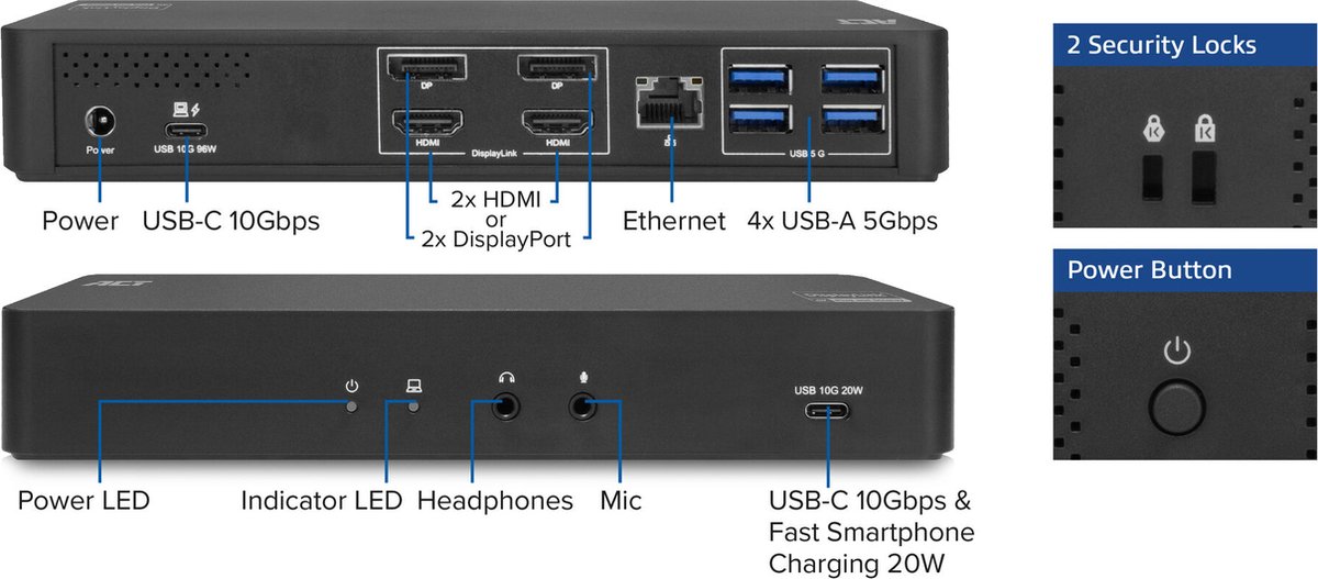 ACT DisplayLink AC7160 USB-C Docking Station 4K