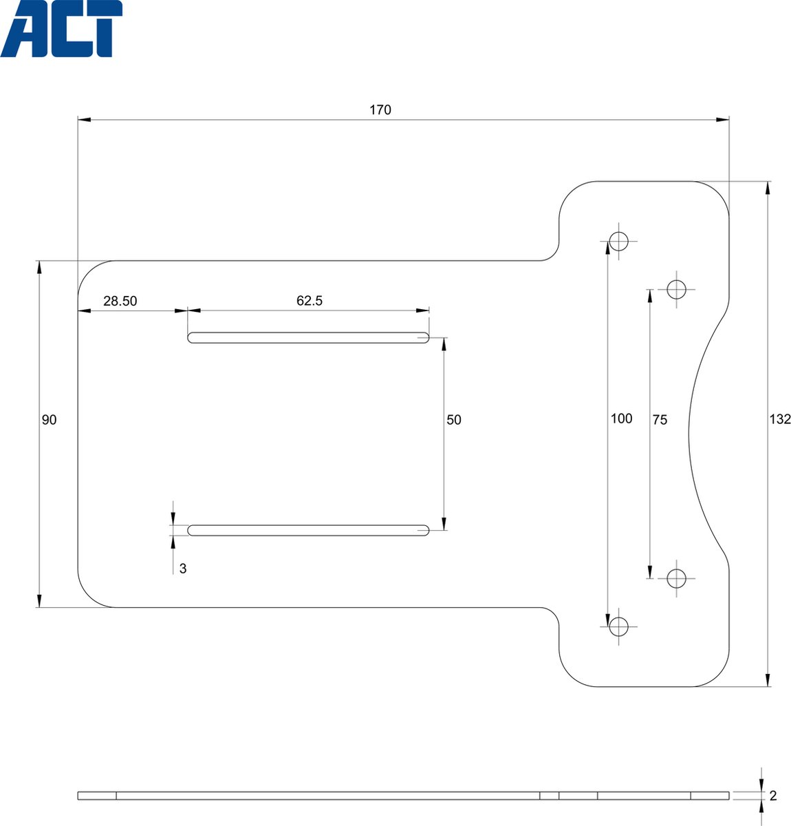 ACT VESA-adapterplaat voor AC7150 dockingstation AC7151