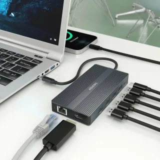 AISENS ASUC-12P017-GR USB-C Laptop Dock Grijs
