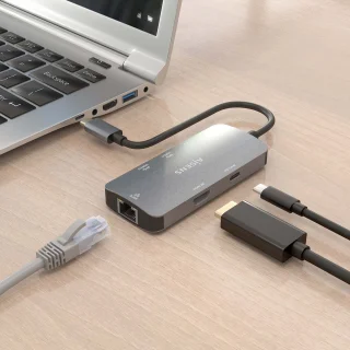 AISENS ASUC-6P019-GR laptop dock Type-C grijs