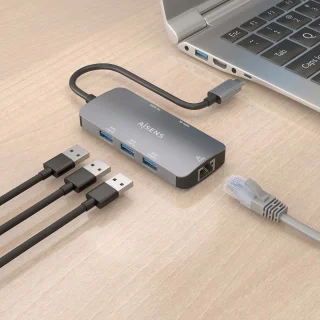 AISENS ASUC-6P019-GR laptop dock Type-C grijs
