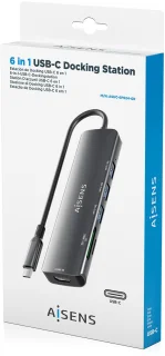 AISENS ASUC-6P024-GR laptop dockingstation Type-C grijs