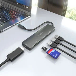 AISENS ASUC-6P024-GR laptop dockingstation Type-C grijs