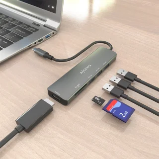 AISENS ASUC-6P024-GR laptop dockingstation Type-C grijs