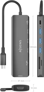 AISENS ASUC-7P025-GR Laptop Dock & Poortreplicator