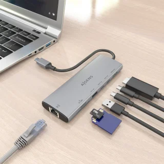 AISENS ASUC-7P032-GR laptop dock & poortreplicator Grijs