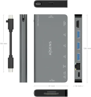AISENS ASUC-8P015-GR Laptop Dock & Poortreplicator