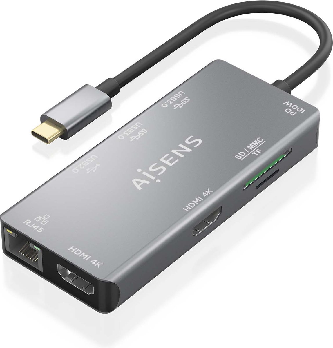 AISENS ASUC-9P018-GR USB-C Dock Grijs
