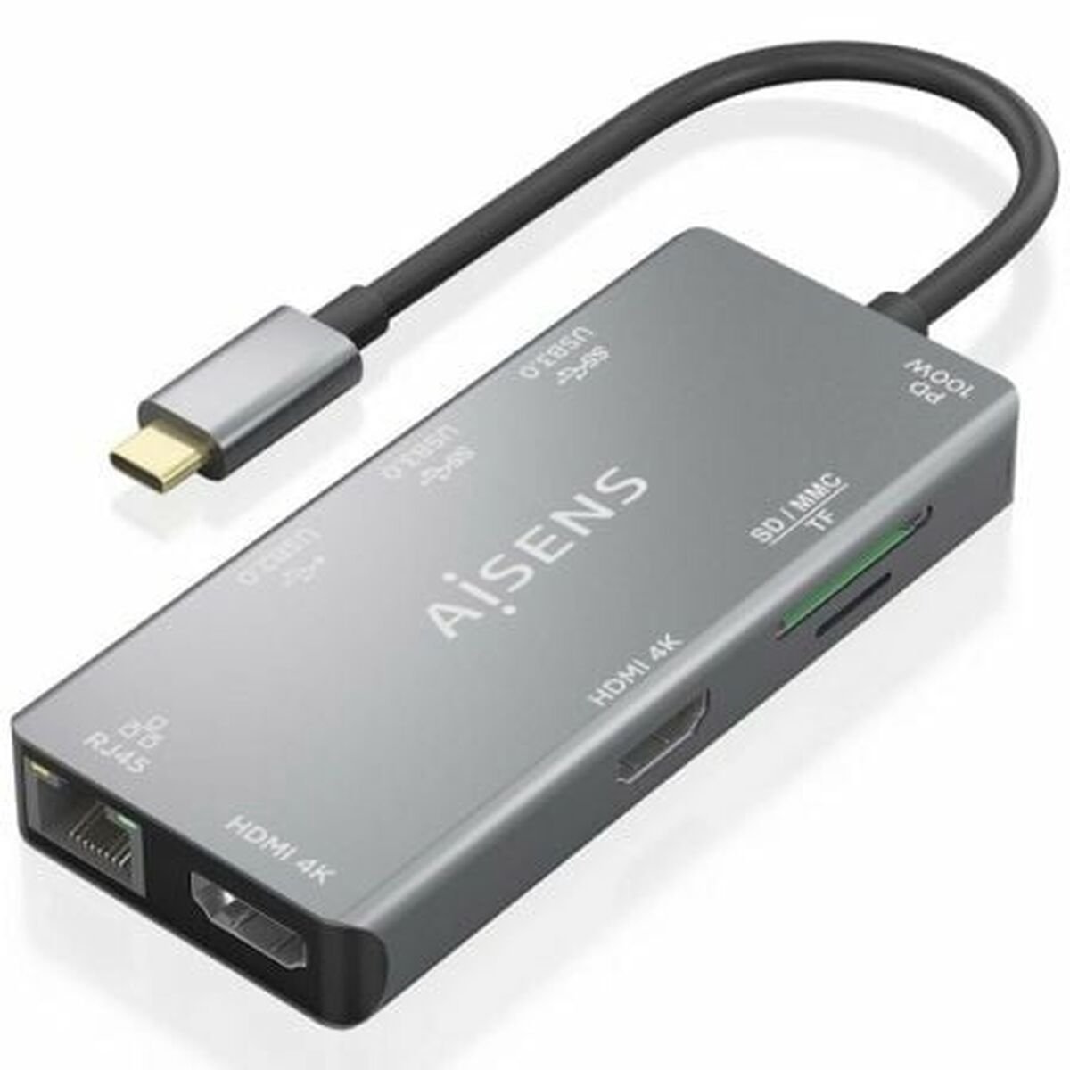 AISENS ASUC-9P018-GR USB-C Dock Grijs