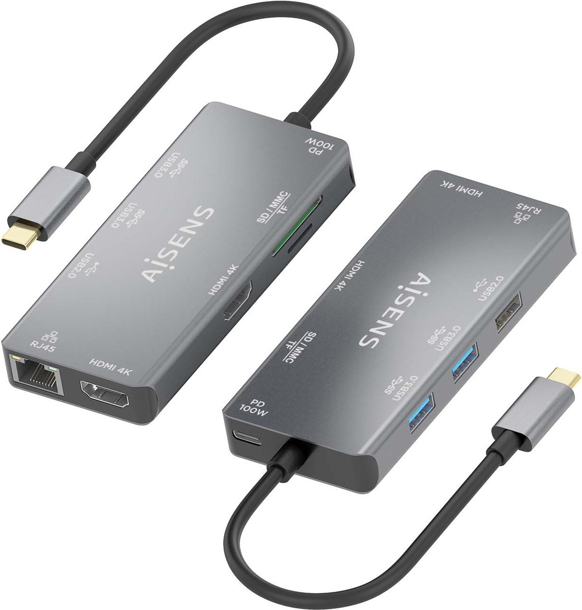 AISENS ASUC-9P018-GR USB-C Dock Grijs