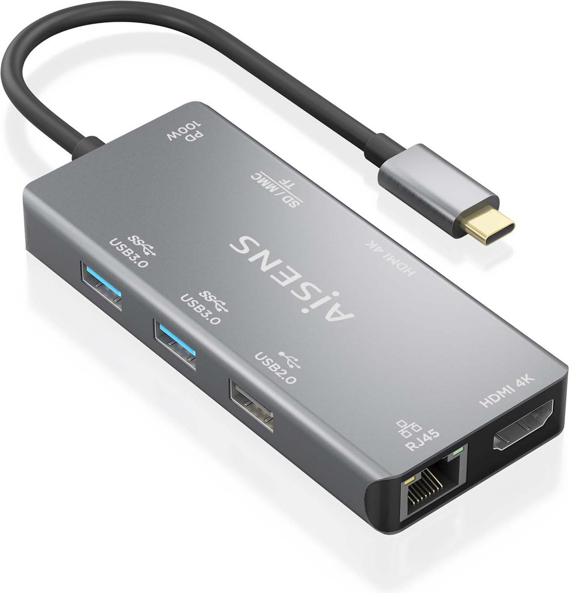 AISENS ASUC-9P018-GR USB-C Dock Grijs
