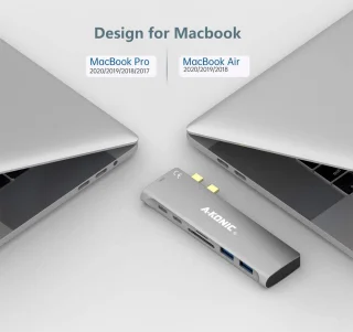 Akonic USB-C 7-in-2 Docking Station Thunderbolt 3 Spacegrijs