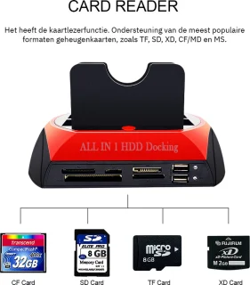 All-in-One HDD Docking Station USB 2.0 Rood