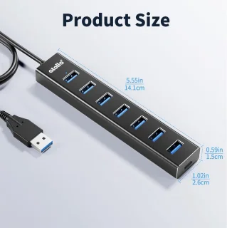Aluminium 7-poorts USB 3.0 Hub