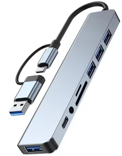 Aluminium 8-in-1 USB-hub