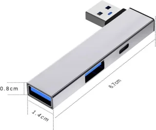 Aluminium usb hub - 6,7 cm - zilver