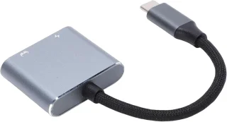 AR type c adapter dual port converter grijs