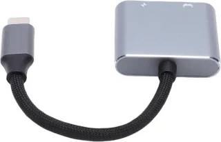 AR type c adapter dual port converter grijs
