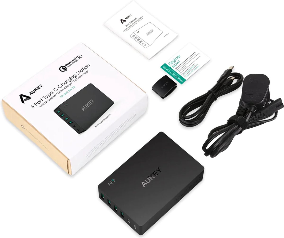 Aukey PA-Y6 USB-A & USB-C Oplader Qualcomm Quick Charge 3.0